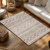 Beige Bohemian Area Rug, Floral Pattern Non-Slip Carpet, Natural Living Room Mat for Cozy Home Decor