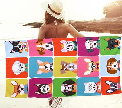 Cute Dogs Pattern Beach Towel for Family or Friends Gifts Towel Quick-Dry Towel For Bath Yoga Tourism Beach GYM Camping Swimming