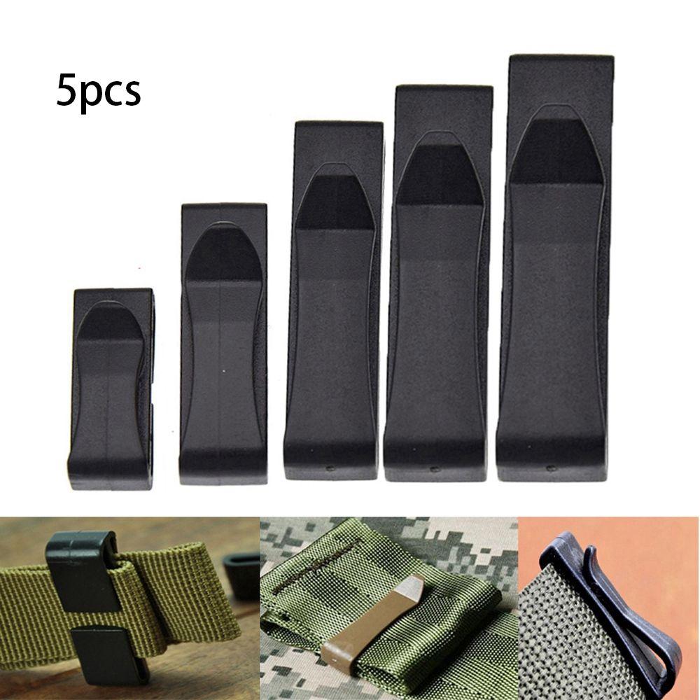 5pcs Black Outdoor Attach Camping Hiking Adjust Keeper Belt End Clip Molle Webbing Buckle Backpack Buckles