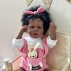 Lifelike 50cm Liam Reborn Doll Cloth Body Dark Black Skin Emulation Doll Handmade Rooted Curly Hair Newborn Babies Doll Child Birthday New Year Gifts.