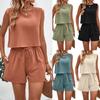 Women's Clothing, Suit, Round Neck, Sleeveless, Top, Shorts, Two-piece Set