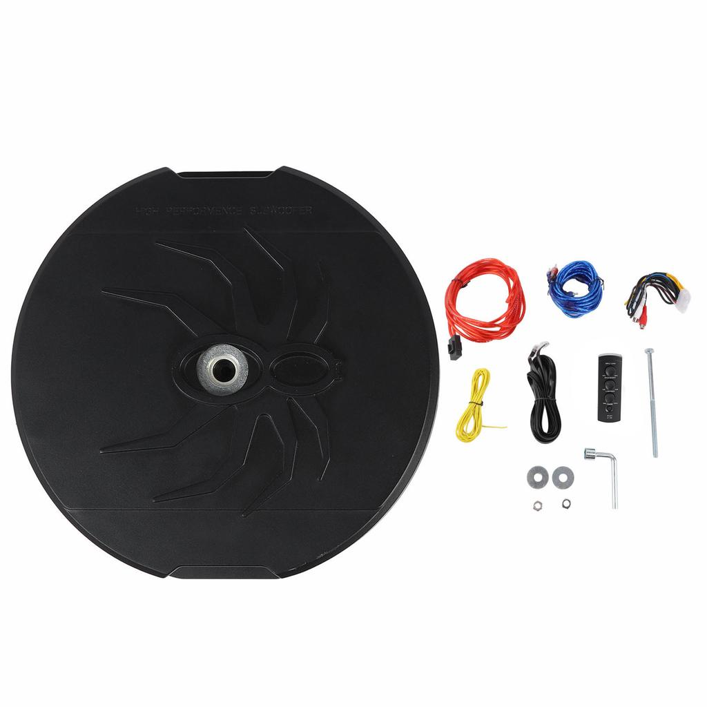 12in Active Spare Tire Subwoofer 400W RMS 4 Ohm Remote Control Premium Bass Powered Spare Tire Subwoofer for Vehicle 12V