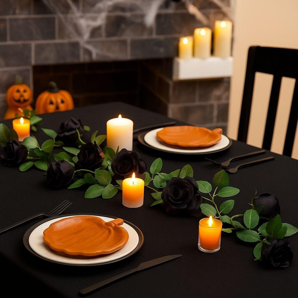 Simulated Flowers Artificial Rose Vines Black Halloween Garland  Halloween Party Decor