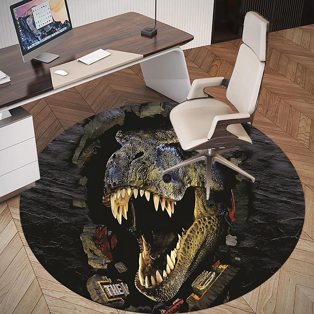 1pc Tyrannosaurus rex, Jurassic Park Round Chair mat Area Rug - Non-Slip, Floor Mat for Office, Bedroom, and Indoor Decor c1125330