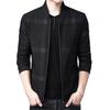 Men Coat Plaid Stand Collar Thin All Match Spring Jacket for Daily Wear