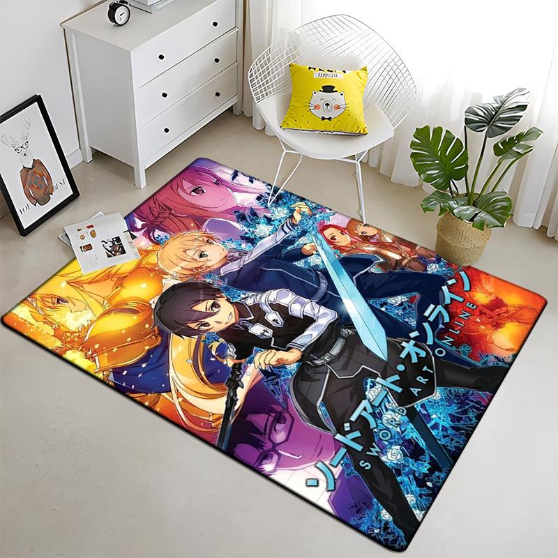 Hot Anime SAO Sword Art Online Modern House Living Room Floor Matte Bedroom Carpet Art Poster Mat Pattern Decorative Square Rug