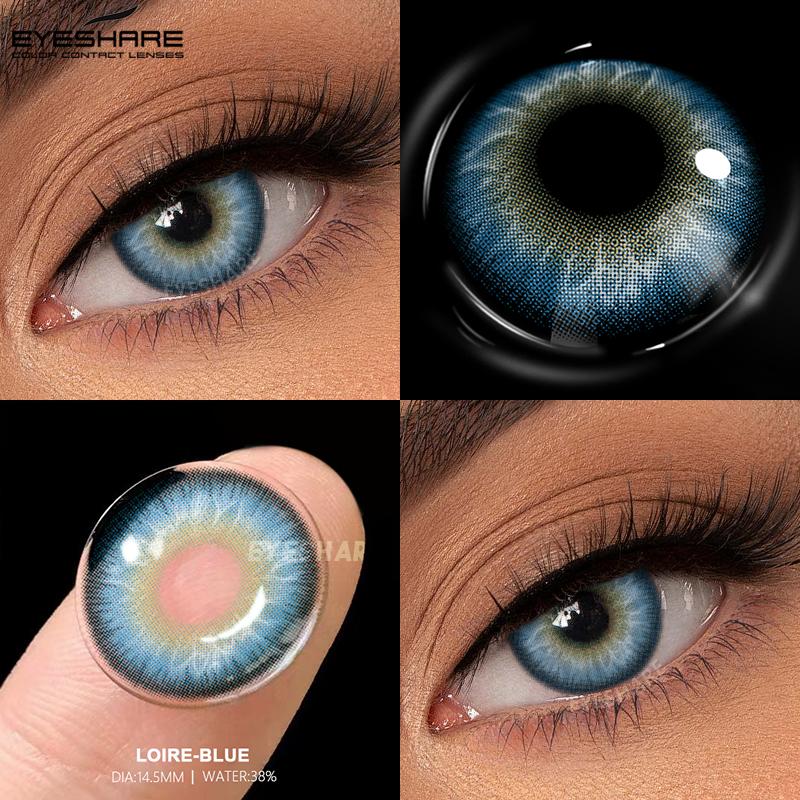 EYESHARE Blue Colored Contact Lenses Natural Brown Eye Makeup Contacts Grey Color Lens Korean Softlens Yearly Cosmetics for Women