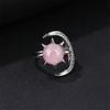 Elegant Moon and Star Crystal Ring Smooth Comfort Band Handmade Finger Jewelry Stylish Daily Wear Accessories