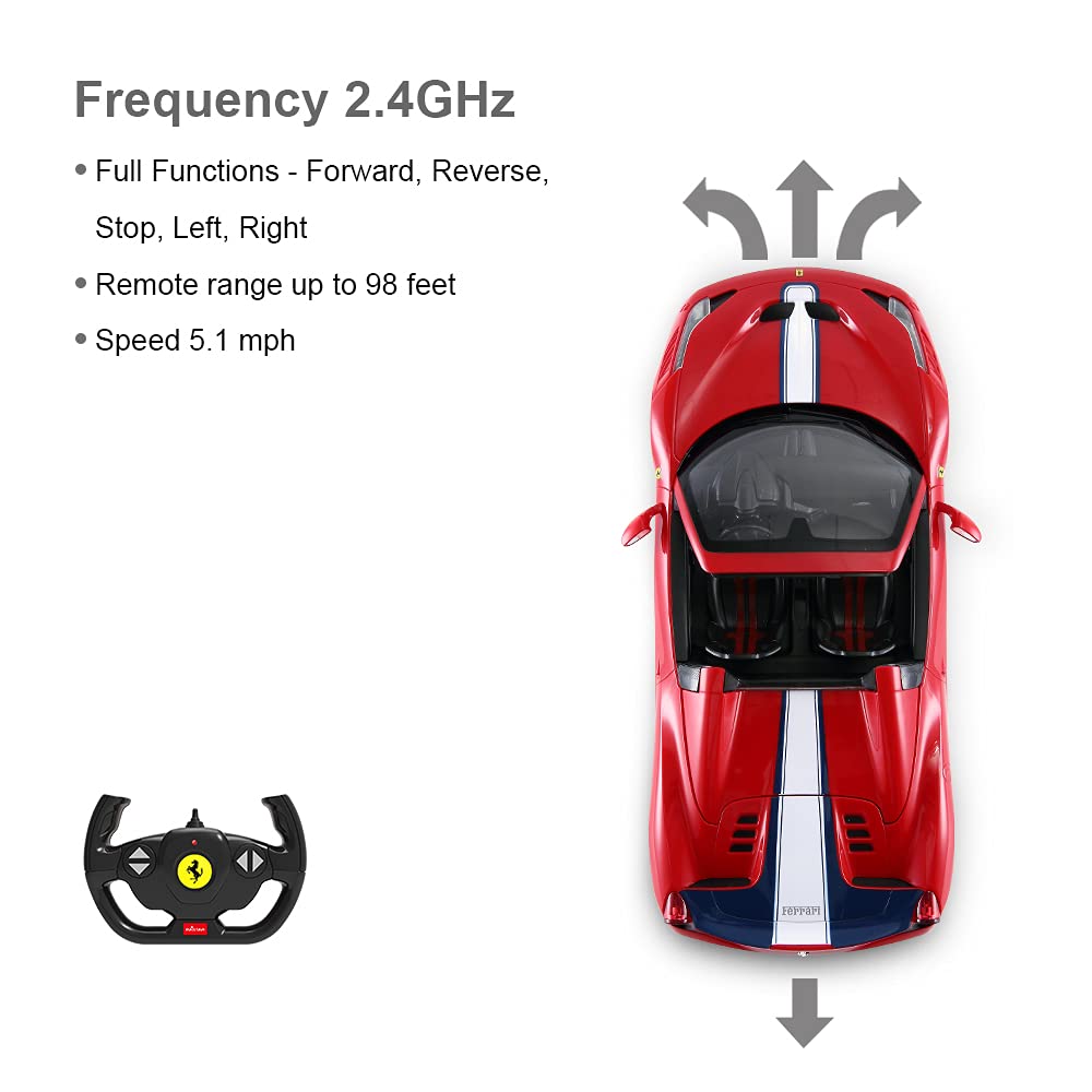 RASTAR 114 Scale Ferrari 458 Speciale RC Model Car with LED Lights and Automatically OpeningClosing Roof, Red