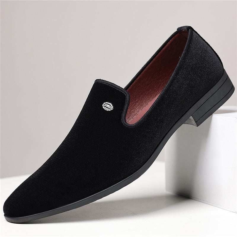 Fashion Britain Fashion Pointed White Blue Flats Shoes For Men's Velvet Casual Loafers Formal Dress Footwear Sapatos Tenis Masculino