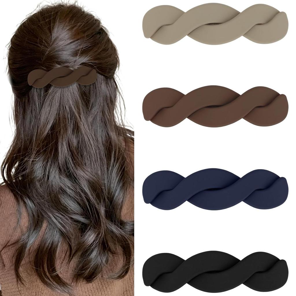 4Pcs Hair Barrettes for Women, Non-Slip Matte Vintage Barrettes, Strong Hold French Hair Clips for Women Girls