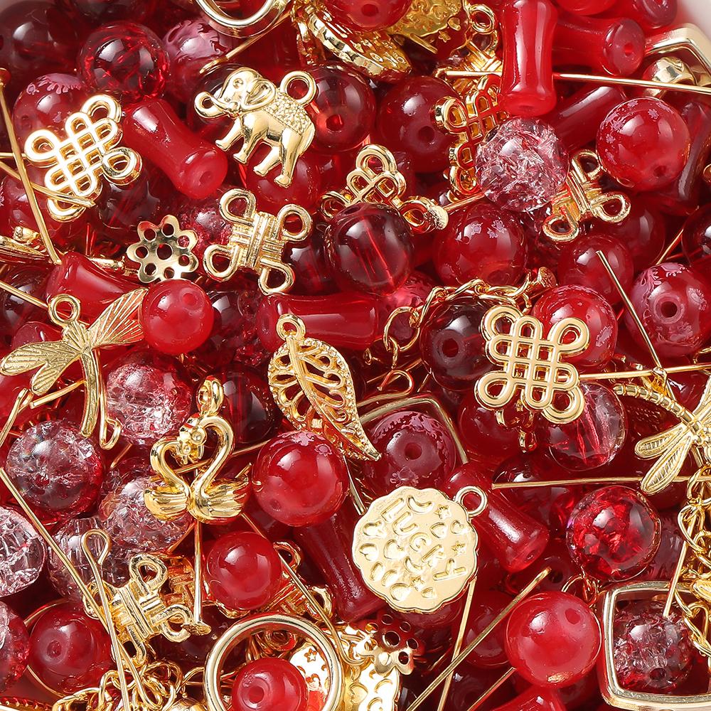 30/50g Mixed Style Glass Spacer Beads Metal Pendants Jewelry Accessories for DIY Bracelets Necklace Anklet Jewelry Making