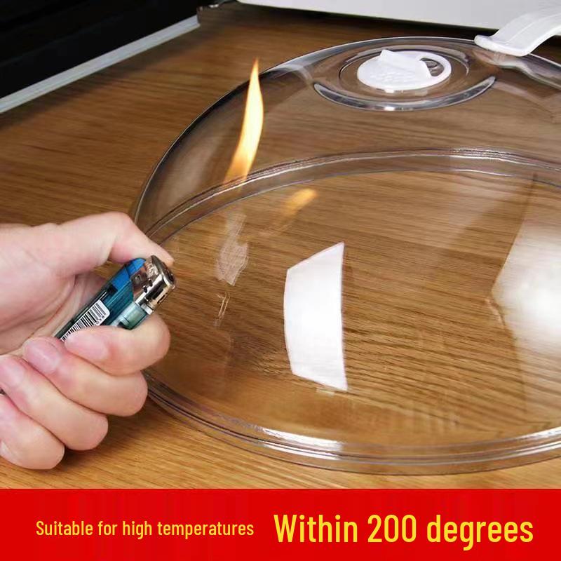 High-Temperature Resistant Microwave Splatter Guard - Transparent, Food-Grade Oil-Proof Cover for Safe Heating