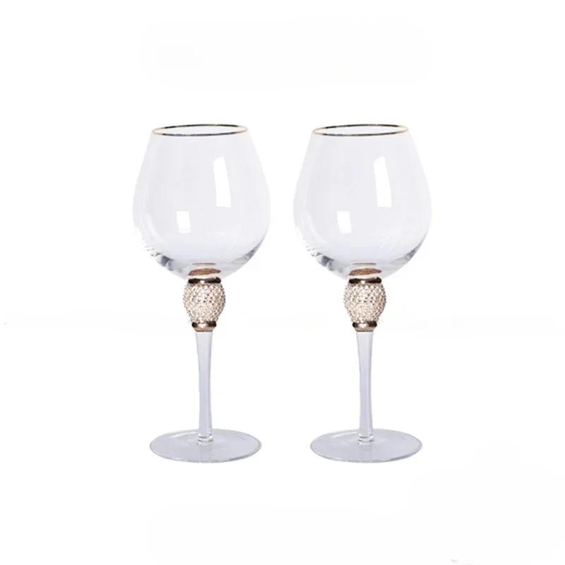 Crystal Wine Glass Extreme Luxury Wedding Party Glassware Drink Red Wine Goblet With Gold Rim Diamond Cocktail ChampagneCup