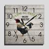 24 Cm Fashion Originality Wooden Square Wall-mounted Clock Quiet Desk Clock for Kitchen Office Living Room Study Dining Room