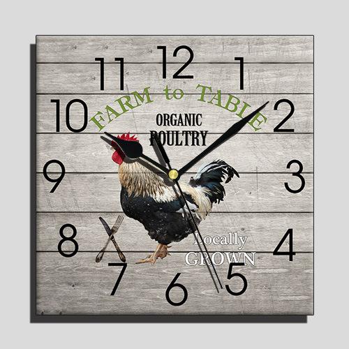 24 Cm Fashion Originality Wooden Square Wall-mounted Clock Quiet Desk Clock for Kitchen Office Living Room Study Dining Room