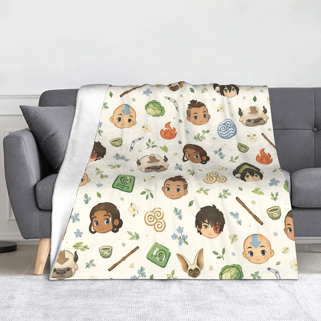 Aang Glider Pattern Blanket Fleece Summer Air Conditioning Avatars Anime Airbenders Multi-function Throw Blankets for Bedding