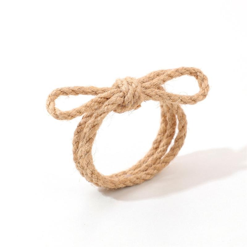 Set of 10 Farmhouse Braided Linen Rope Bowknot Napkin Rings Handmade Napkin Holders For Wedding Parties Banquets Decors