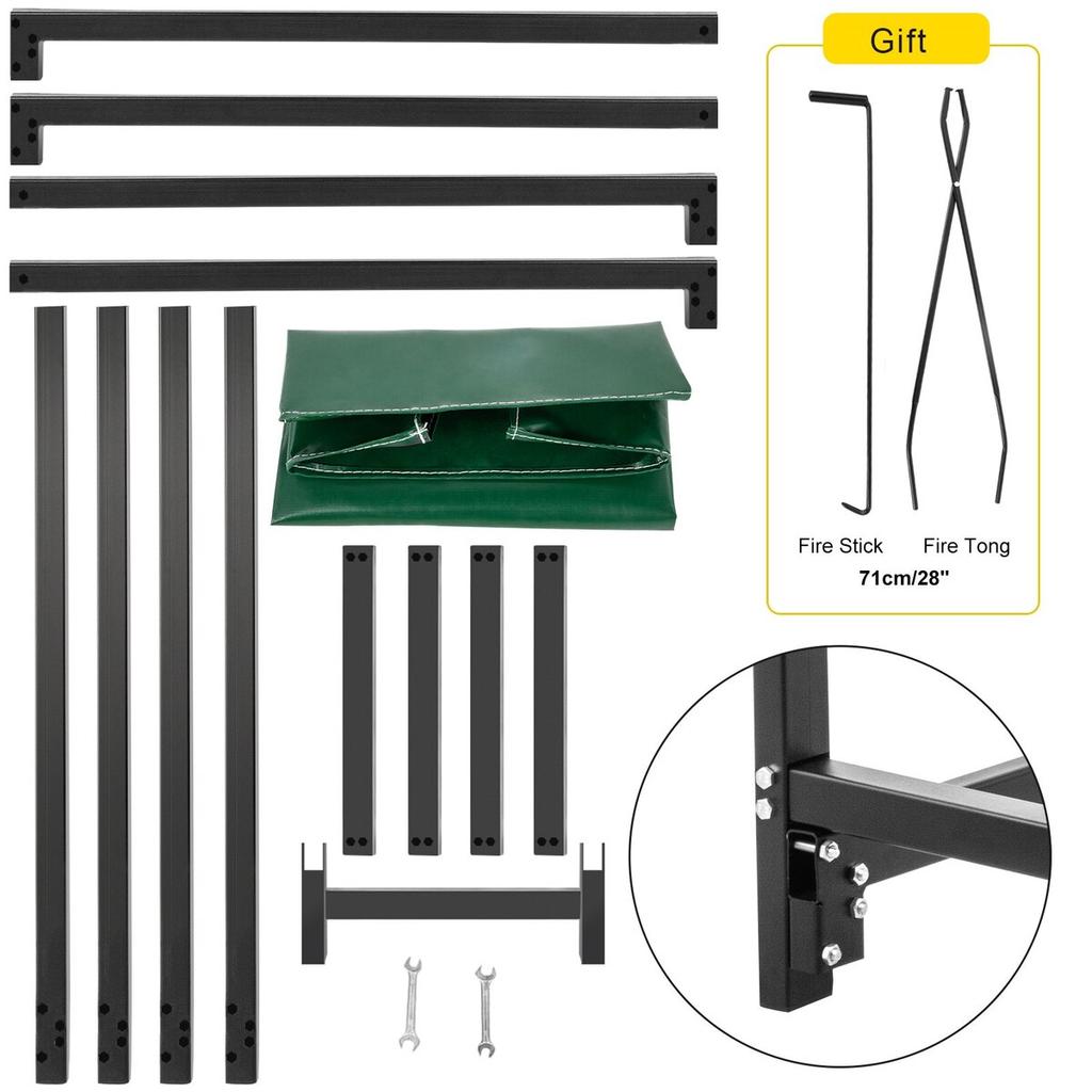 Firewood Log Rack, 8ft Firewood Rack Outdoor, Black Firewood Rack stand, Steel Outdoor Wood Rack, Firewood Log Holder with Load Capacity 1300lbs,