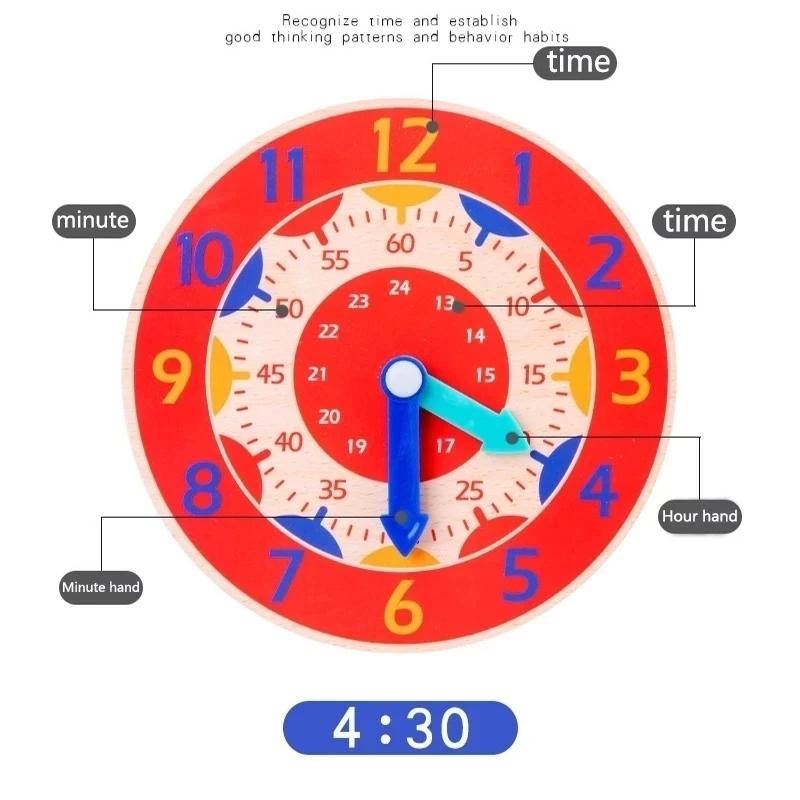 Montessori Toys Wooden Clock Kids Hour Minute Second Cognition Time Learning Teaching Aids Educational Toys For Children
