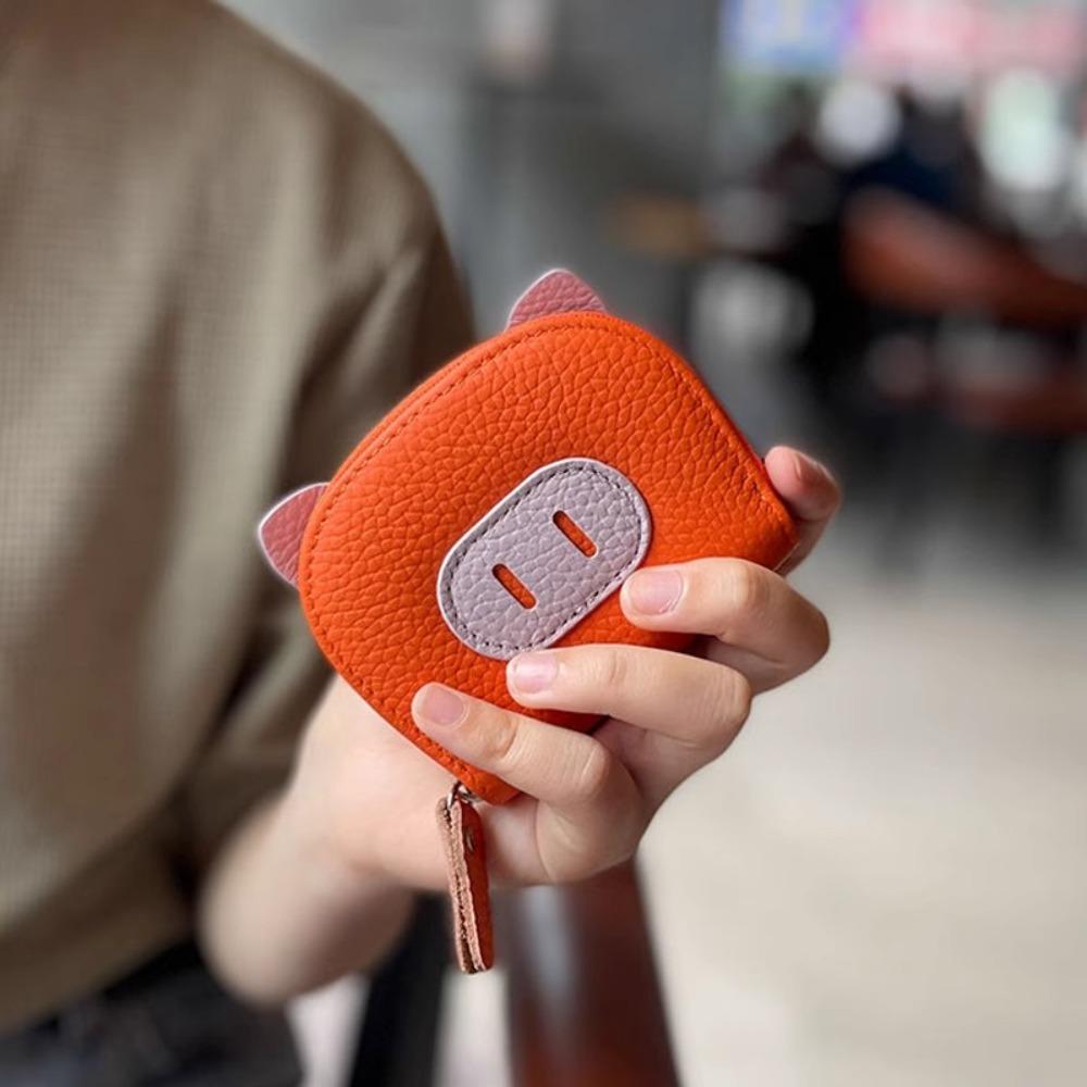 Niedliches Schweinchen-Portemonnaie PU-Leder Mini-Münzbörse Einfache Münztasche