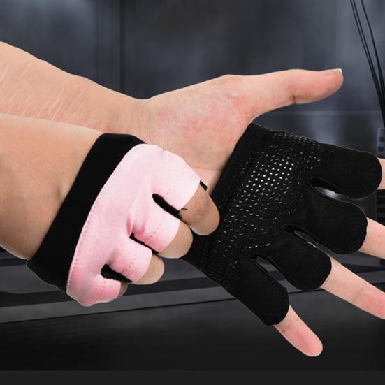 1 Paire Gants de Fitness Épaissis Perméables à la Sueur Anti-callosités Antidérapants Résistants à la Friction Quatre Doigts Gants d'Entraînement d'Haltérophilie Fourniture d'Extérieur