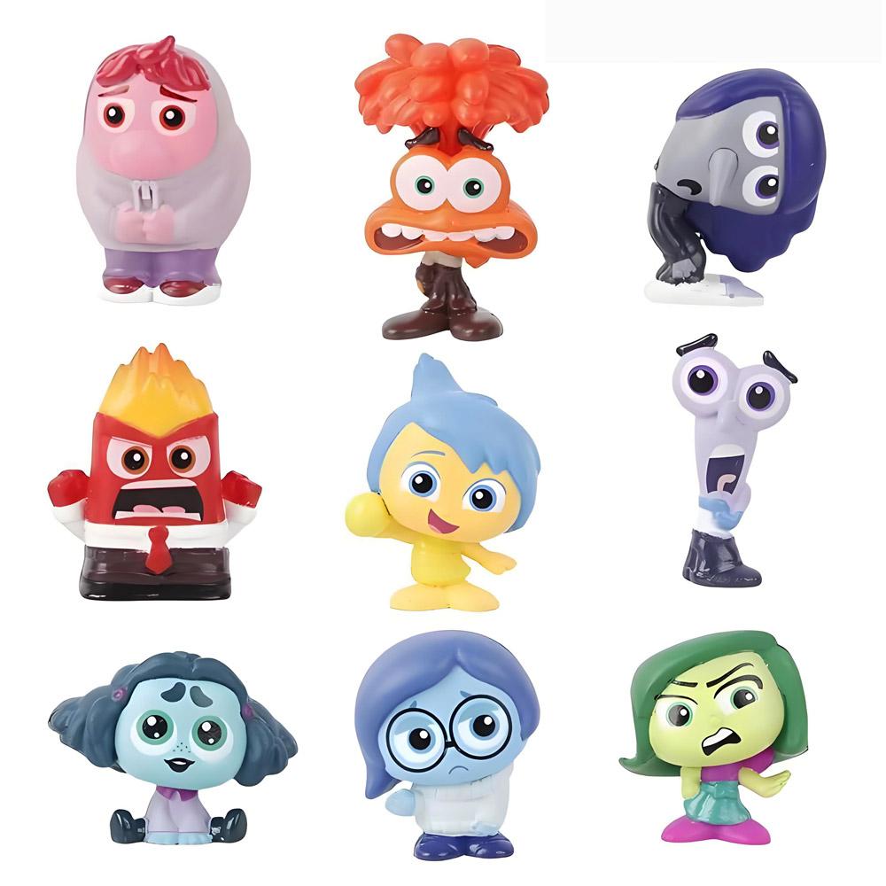 9 Pcs/Set New Inside Out 2 Action Figure Toy Sadness Joy Anger Disgust Fear Model Doll Cake Decorative Desk Ornament Kids Gift