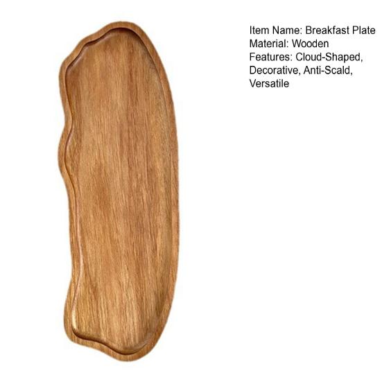 Yousheng Wooden Tea Coffee Tray Cloud-Shaped Fruit Dessert Candy Plate for Tea Coffee Cup Breakfast Plate Jewelry Cosmetics Organizer