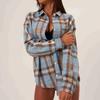 Women's Casual Long Sleeve Plaid Shirt Loose Fit Top