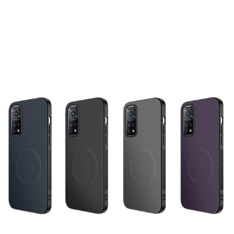 Xiaomi 10T Pro Carbon Fiber Leather Texture MagSafe Case with Full Lens Coverage & Drop Protection