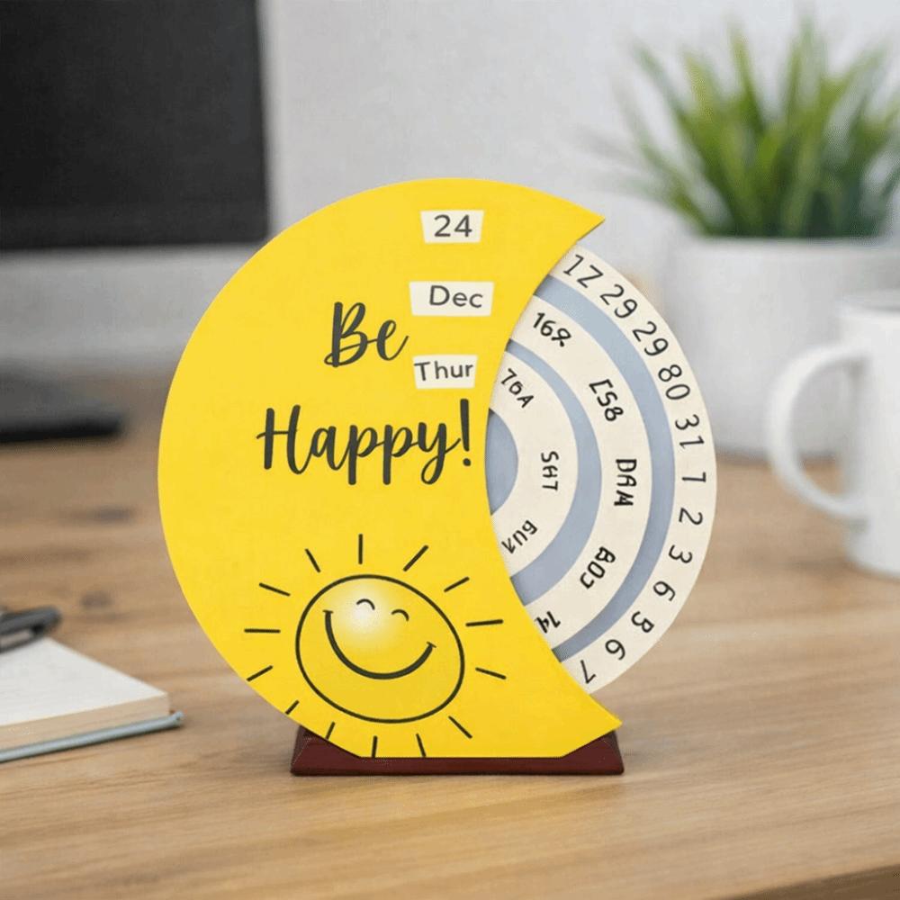 Wooden Material Perpetual Calendar Manual Rotating Manual Rotating Calendar  Home Decoration