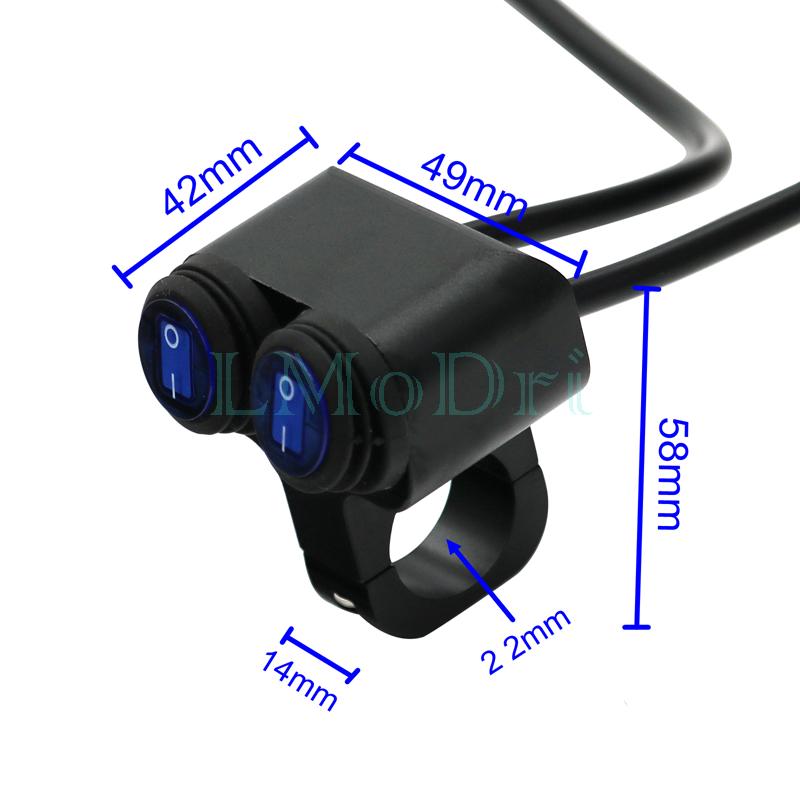 LMoDri Motorcycle Handlebar Switch 2 Control Buttons Motorbike 22mm 7/8" Bar Refit Switches ON/OFF