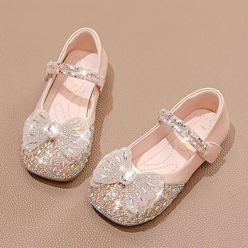 

New Children s Shoes, Fashion Princess Shoes, Children s Small Leather Shoes, Crystal Shiny Shoes, Party Shoes, School Shoes 36