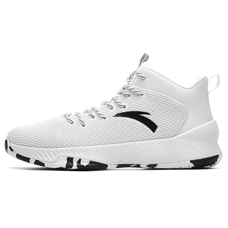 Anta Slip Resistant Abrasion Resistant Mid top Vintage Basketball Shoes Men's White Black 91811104-3