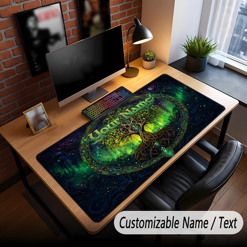 Tree of Life Theme Custom Mouse Pad Personalized With Name Text Customized Desk Mat For Office Home Decor
