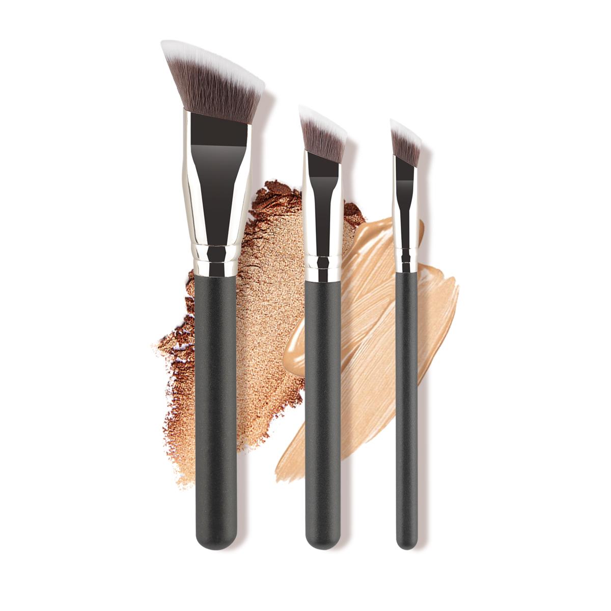 3 Pcs Foundation Contour Brushes - Foundation Brush  Concealer Brush  Blusher Brush, Under Eye Nose Contour Kabuki Brush