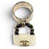 Excellent CHANEL Ring ring Matelassé Turnlock Bag Charm Ring white Women B23C Used