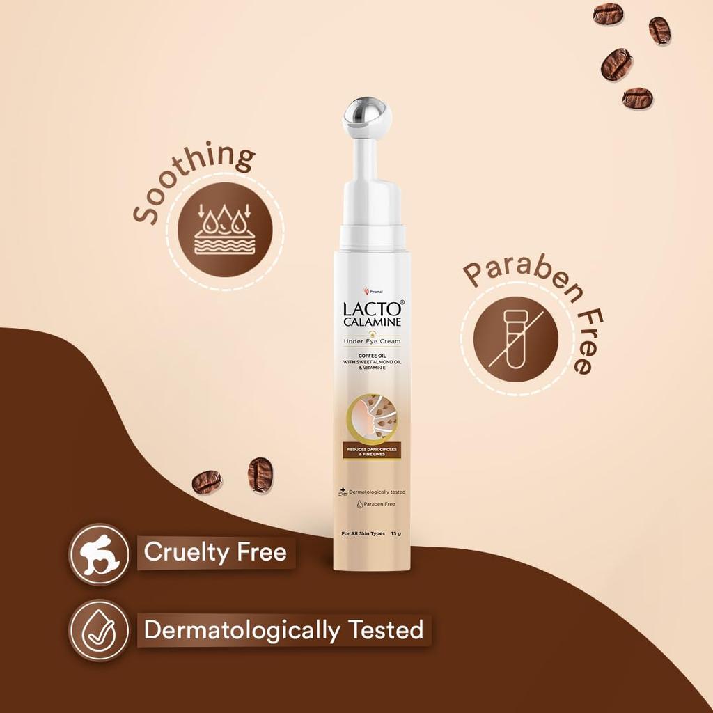 Lacto Calamine Cremă pentru ochi 15g Pachet pentru cearcăne, pungi sub ochi, linii fine cu aplicator cu bilă răcoritor