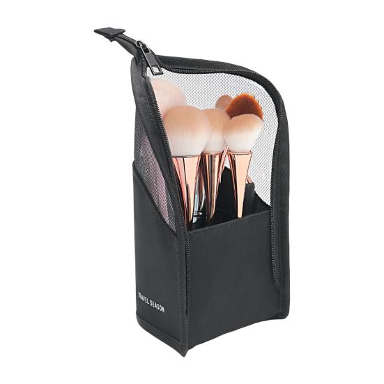 

Моющийся стоячий органайзер на гладкой молнии на молнии, водонепроницаемый органайзер для инструментов для макияжа, органайзер для инструментов для макияжа чёрный
