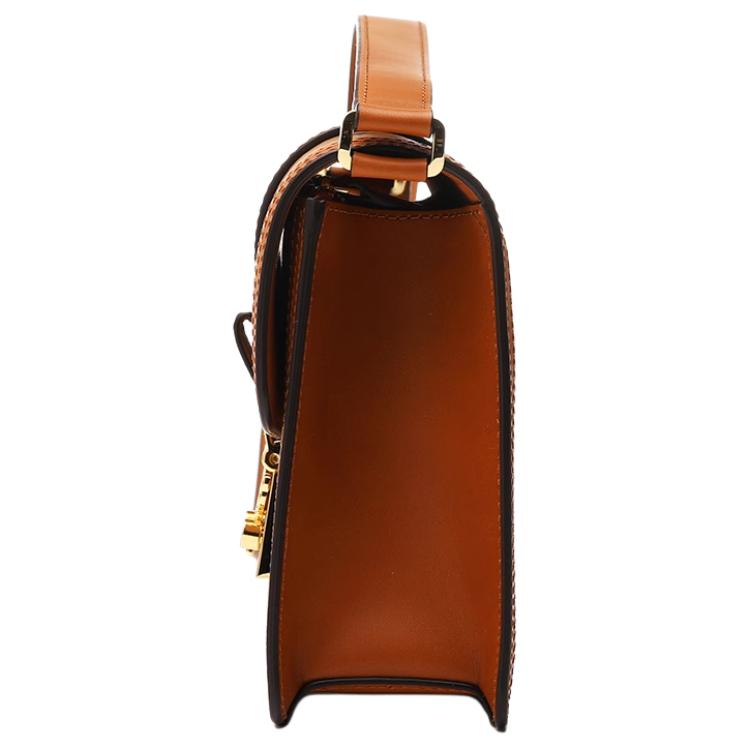 Neue MCM Tracy Visetos beschichtete Canvas mit Lederbesatz Umhängetasche Klein Damen Cognac MWSCAXT01CO001