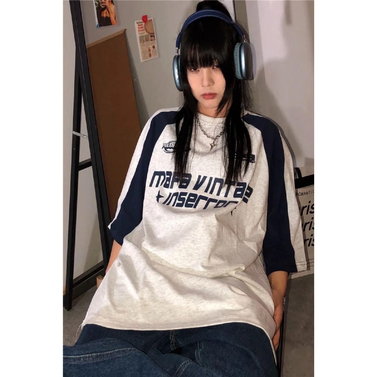 

Женская винтажная футболка оверсайз с корейским принтом Y2k Y2k S