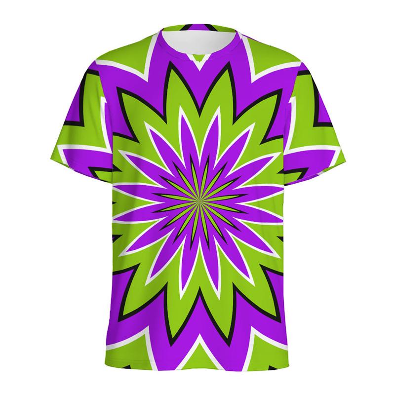 Men's Abstract Spiral Dizziness Printed T-shirt, Summer Casual Shorts, 3D Printed Fantasy T-shirt, Women's Streetwear