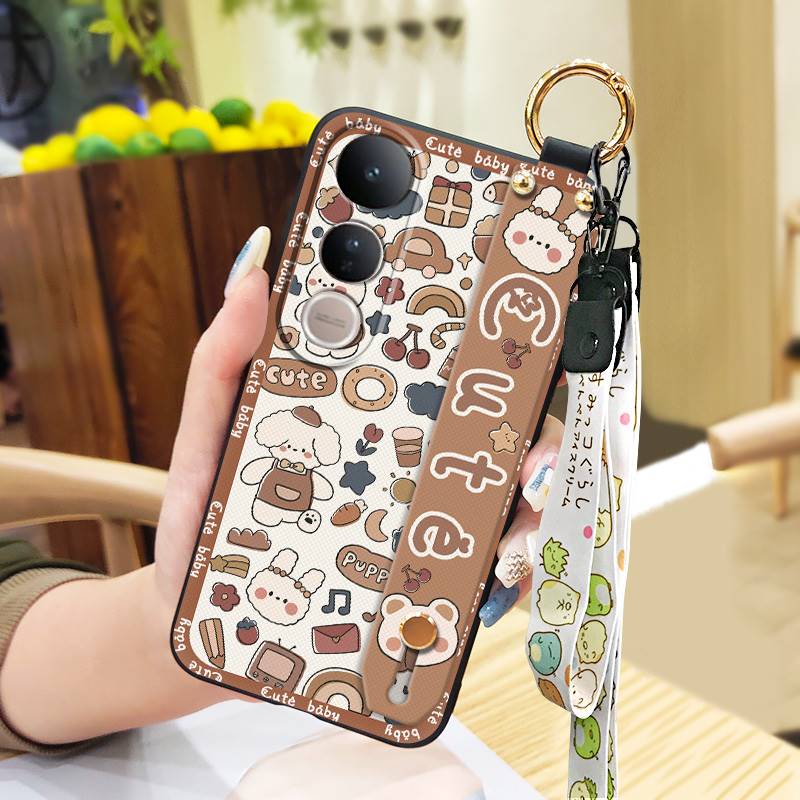 Anti-knock Dirt-resistant Phone Case For VIVO V50 Lite 5G Global Back Cover Wristband Silicone Kickstand Waterproof Cute