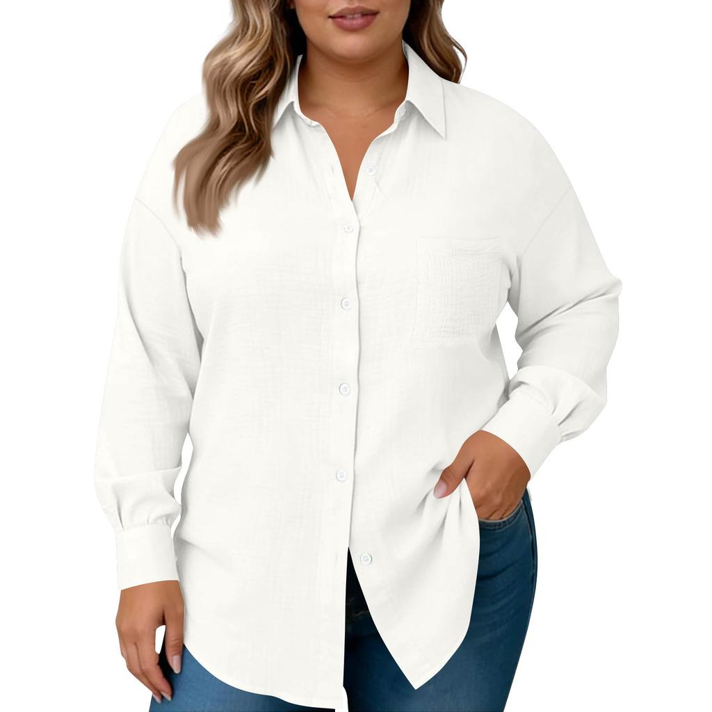 Damesmode Casual Kleur Knoopsluiting Lange Mouwen Shirt Top