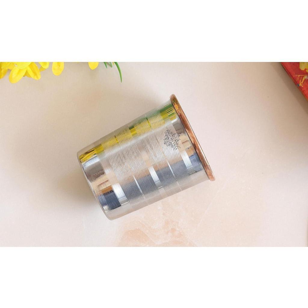 Copper and Silver Glass Tumbler, Drinkware and Serveware, 250 ML