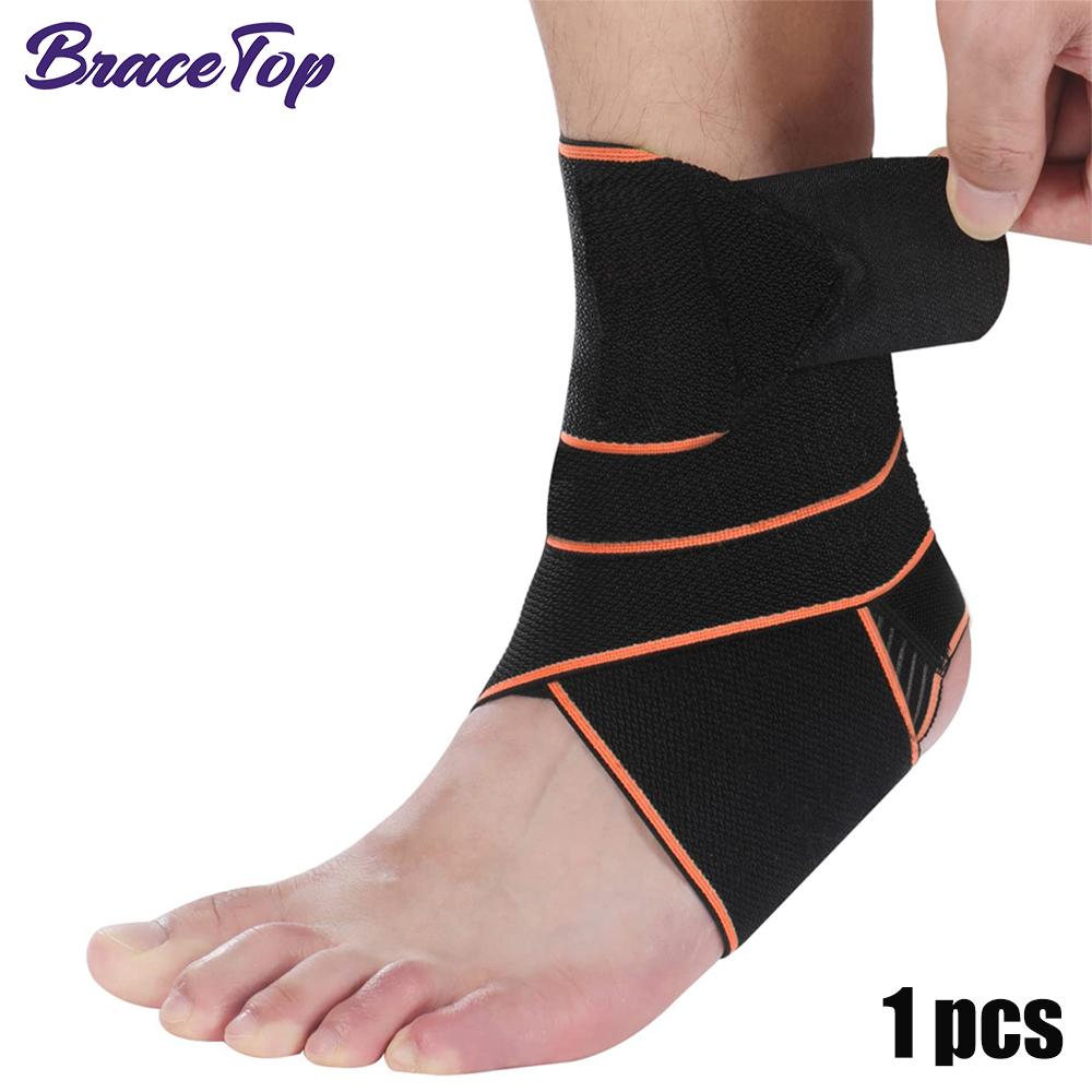 Bracetop 1 Pc Ankle Support Adjustable Ankle Brace Breathable Nylon Material Super Elastic And Comfortable Perfect For Sports