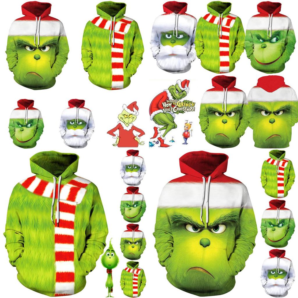 Rascal Monster Green The Grinch Mens Hoodie Jacket Shirts Sweater Xmas Custume