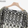 ZANZEA Ethnic Print Casual Blouse and Shorts Summer Two Piece Suit Sets