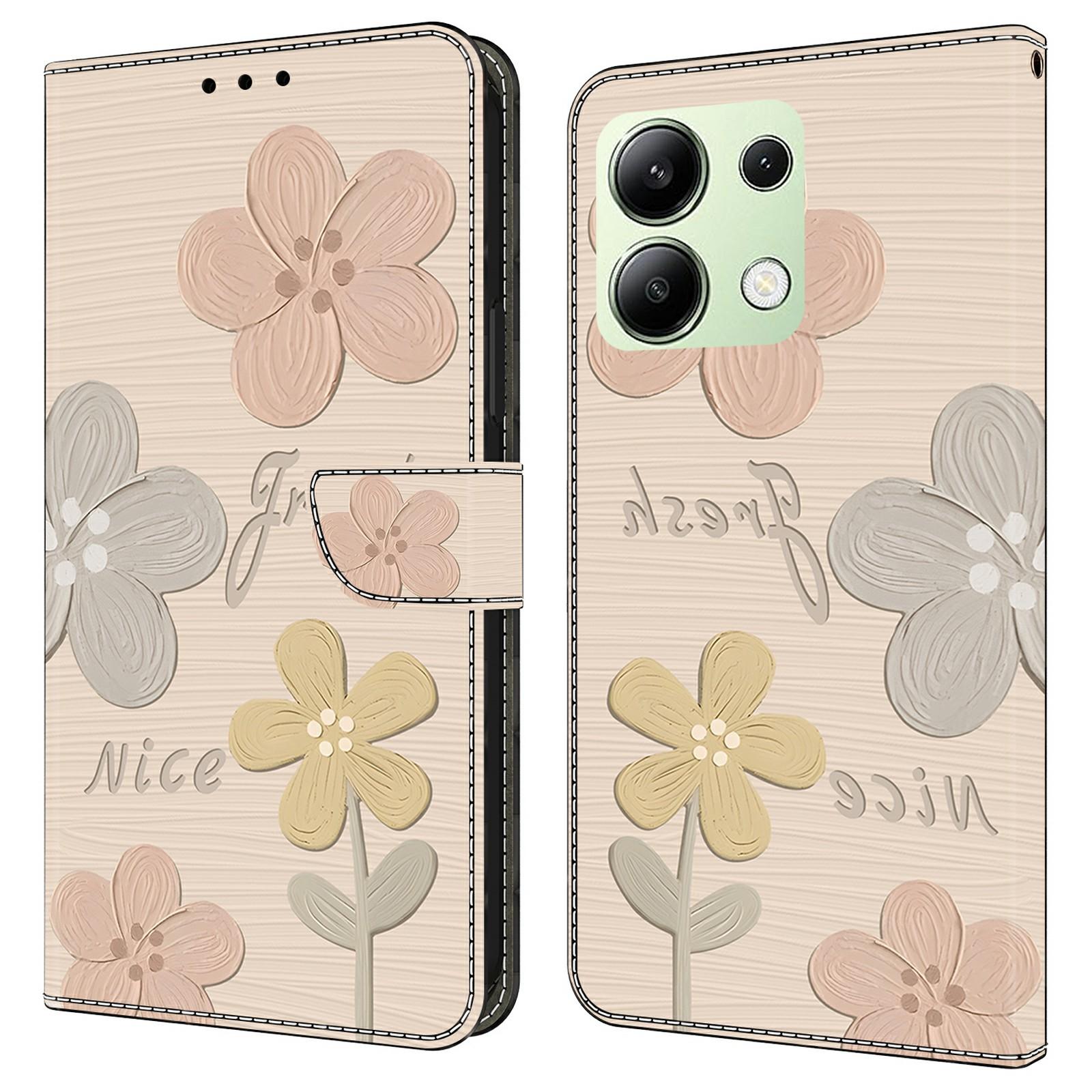 

For Xiaomi Redmi Note 13 4G Case Pattern Printing Anti-Drop Leather Flip Wallet Phone Cover B