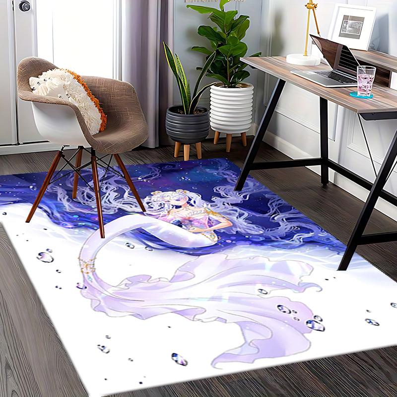 1pc Anime Mermaid Chair Mat - Office Desk Carpet with Cute Sea Tail Design, Non-Slip Rug for Home Decor, Suitable for All Seasons and Perfect as a Gif
